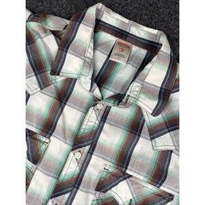 True Religion Shirt Men’s XL Button Plaid Logo Cowboy Western Rodeo